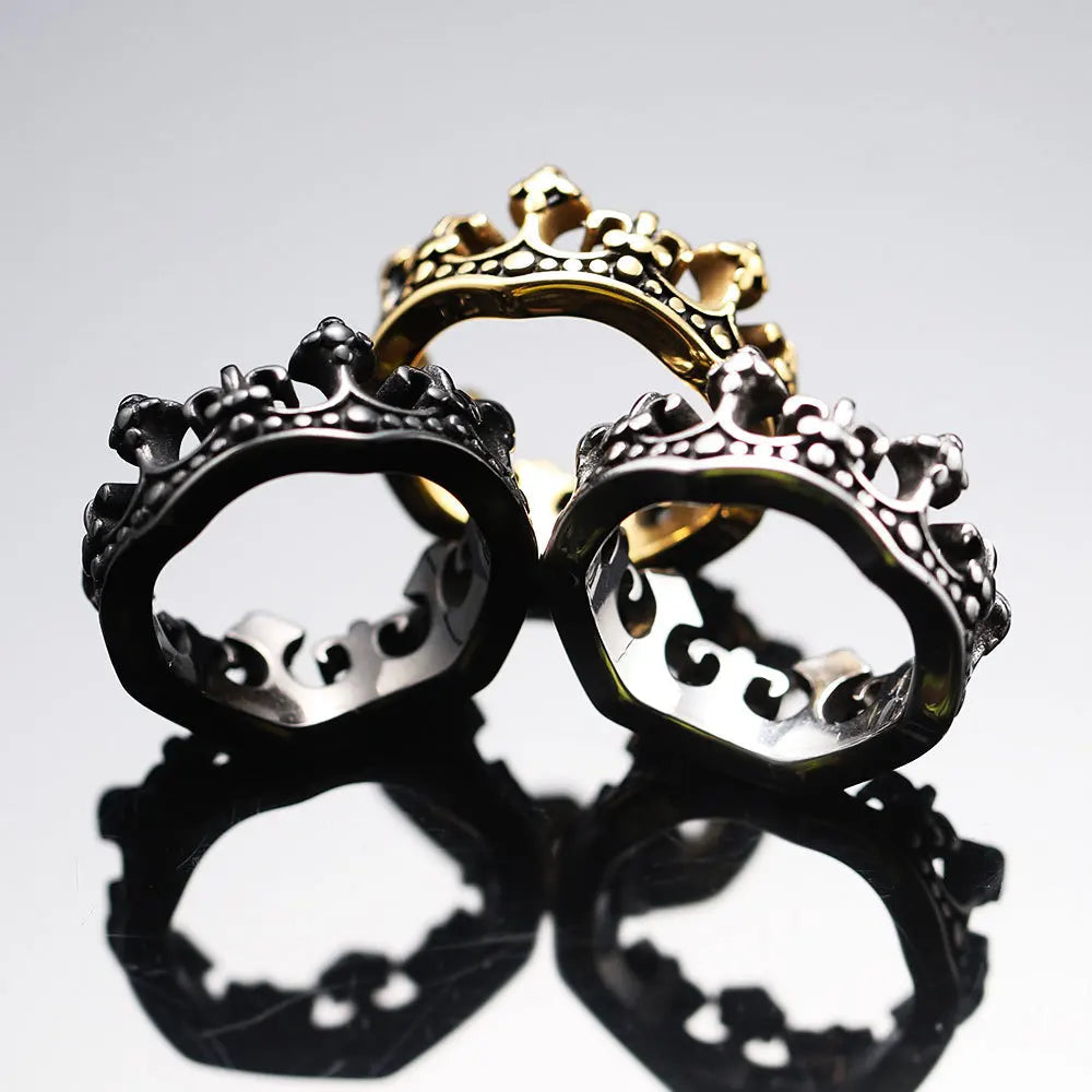 Bold men's statement ring: Royal Crown, Kingmaker Edition. Stainless steel vintage design for men.