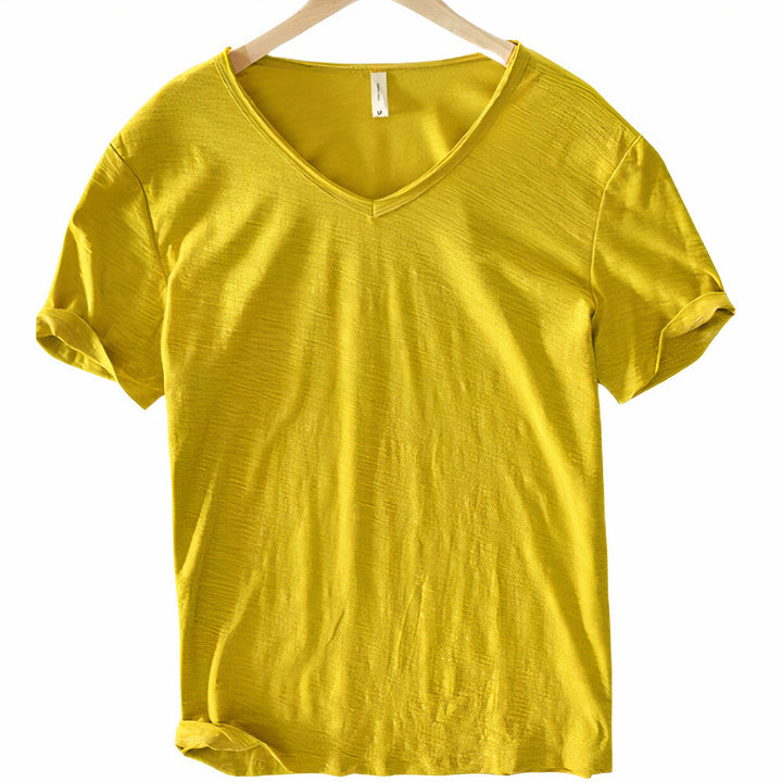 Lightweight men's V-neck t-shirt, Ruben summer tee. Ideal for comfortable casual wear, everyday style & vacation.