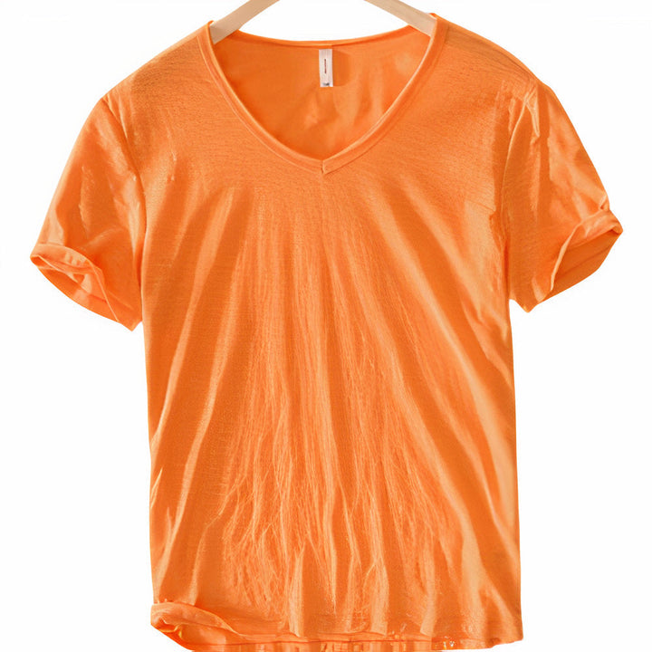 Versatile men's Ruben V-neck summer t-shirt, short sleeve. Ideal for casual, comfortable & vacation style.