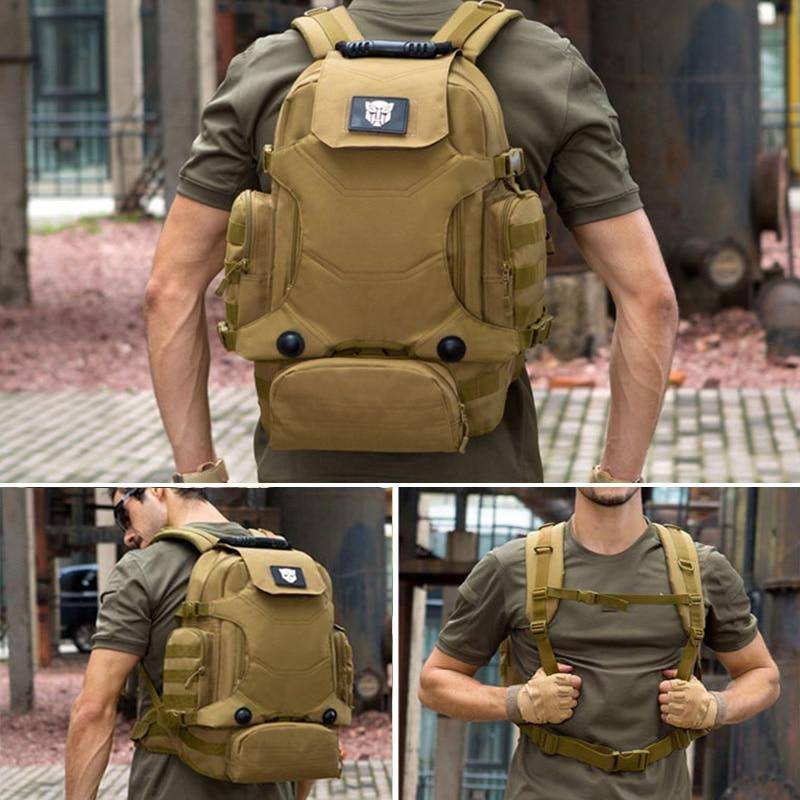 Men's rugged 3-in-1 tactical rucksack, ideal for outdoor adventures & hiking