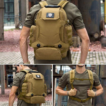Men's rugged 3-in-1 tactical rucksack, ideal for outdoor adventures & hiking