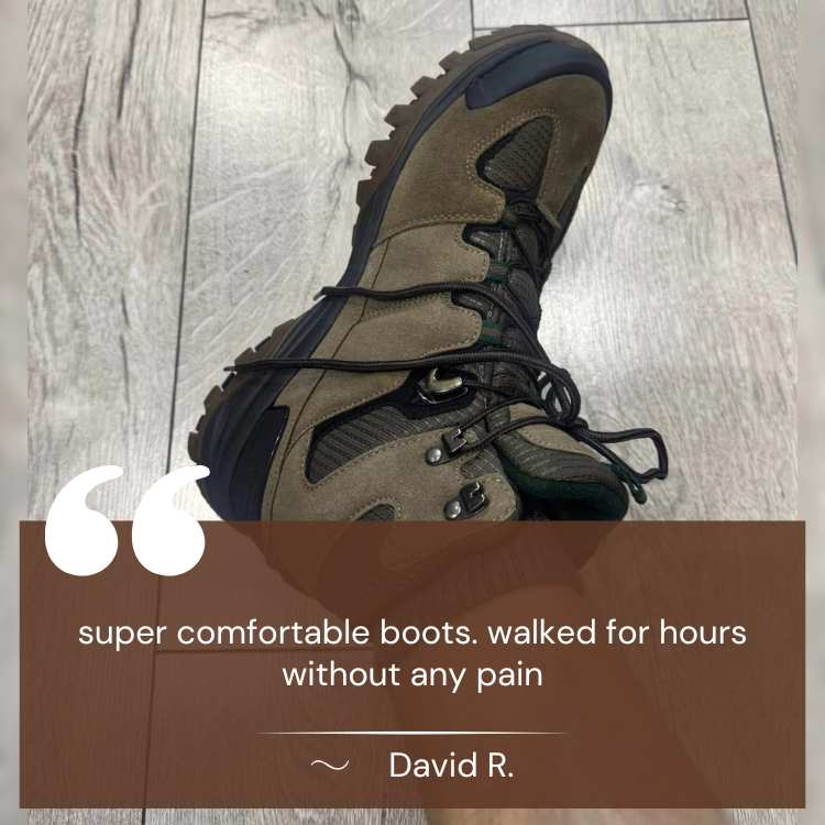 Men's high-top hiking boots providing ankle support, suited for long trail adventures.