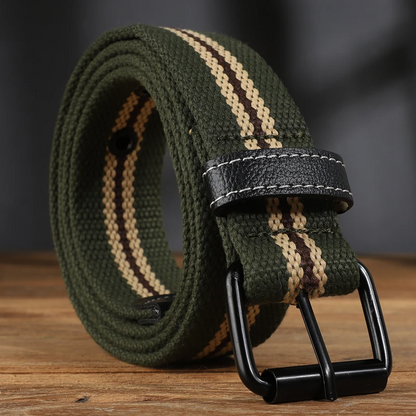 Men's rugged canvas belt for everyday casual wear. Durable, adjustable accessory for mens fashion.