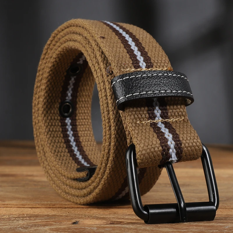 Stylish men's canvas belt, a versatile and durable accessory for everyday fashion. Great for casual wear.