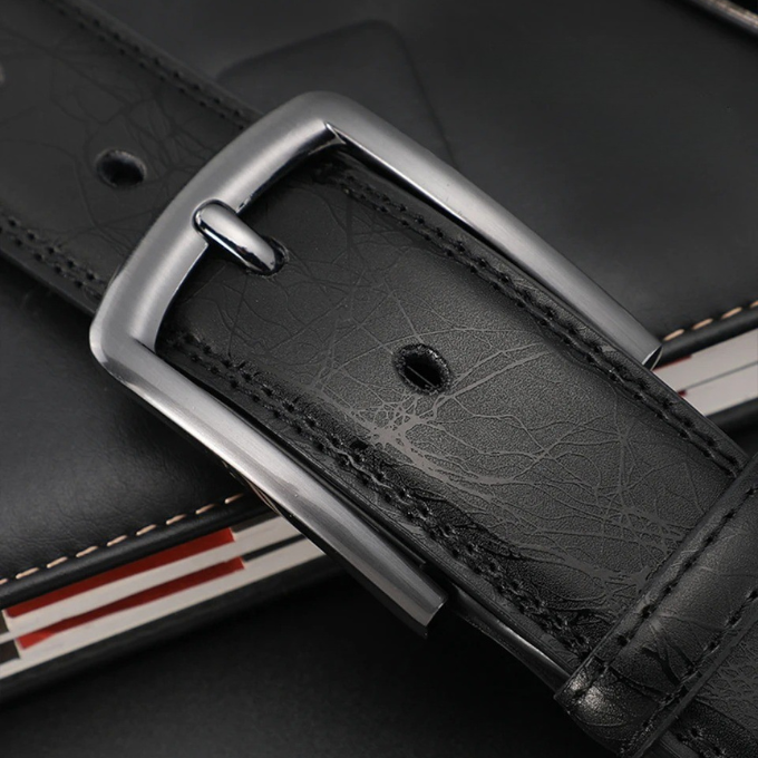 Strong & comfortable men's rugged cowhide leather belt with a solid gunmetal buckle, built for durable wear.