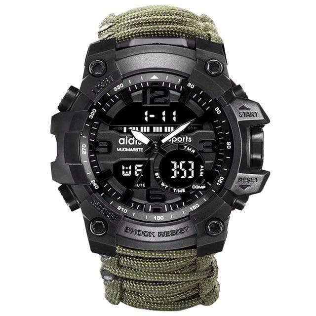 Multifunctional men's digital watch, an essential piece of survival gear for any outdoor enthusiast.