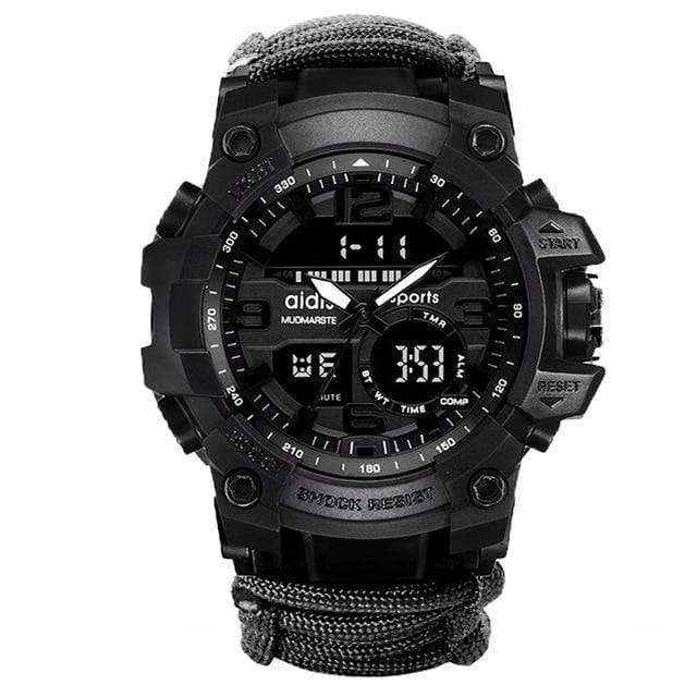 Digital sports watch for men, waterproof and robust, enhancing your outdoor and survival experience.
