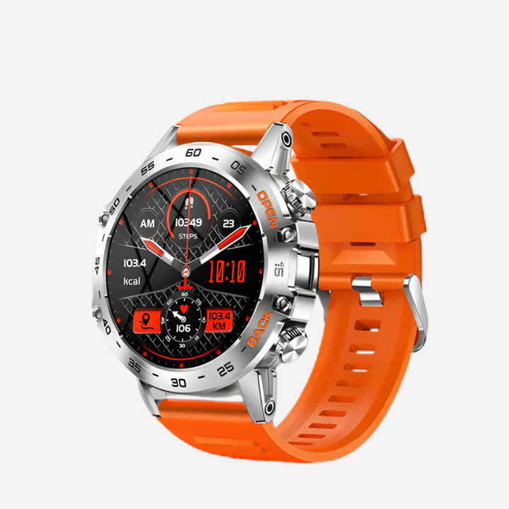 Durable men's GPS fitness smartwatch with activity tracking for outdoor sports. Adventure-ready, iOS & Android compatible.