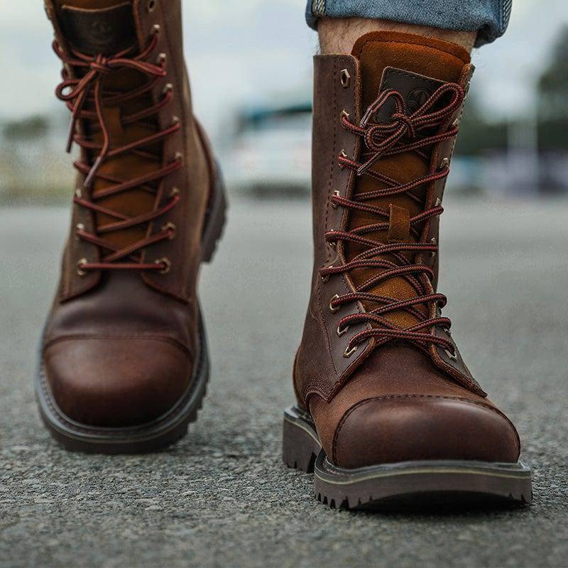 Men's rugged high-top leather hunting boots, waterproof & durable for outdoor adventures