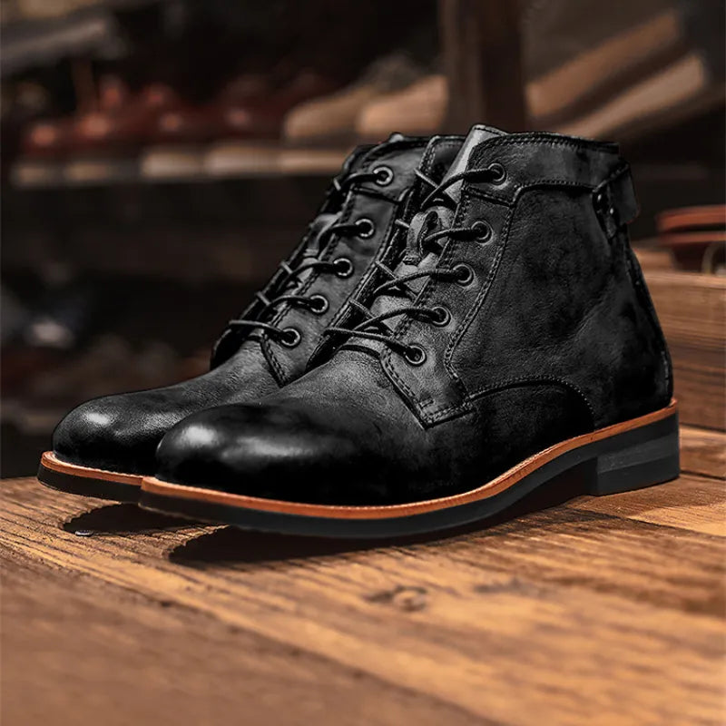 Rugged Odyssey men's boots: durable, comfortable lace-up footwear for adventure and stylish everyday wear.