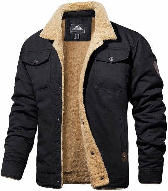Men's rugged sherpa lined parka, cotton blend, military style winter coat for cold weather