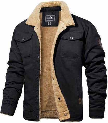 Men's rugged sherpa lined parka, cotton blend, military style winter coat for cold weather