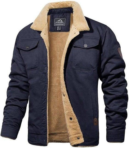 Fleece lined trucker jacket parka, men's heavy duty outerwear for hunting and winter