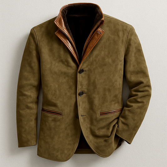 Men's rugged style everyday jacket in classic olive, perfect for layering & transitional wear.