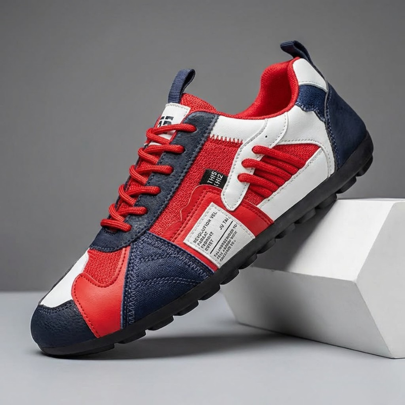 Modern men's casual sneakers, perfect for achieving a rugged yet stylish street look.
