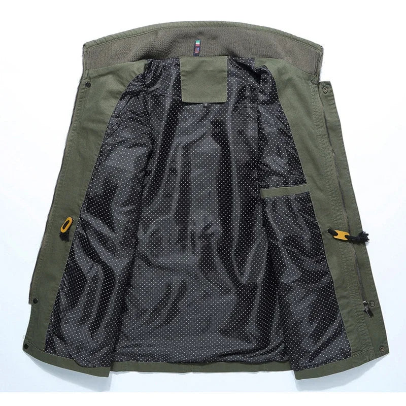 Durable men's utility jacket for workwear or travel, offering rugged style & practical pockets for daily essentials.