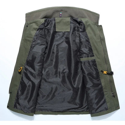Durable men's utility jacket for workwear or travel, offering rugged style & practical pockets for daily essentials.