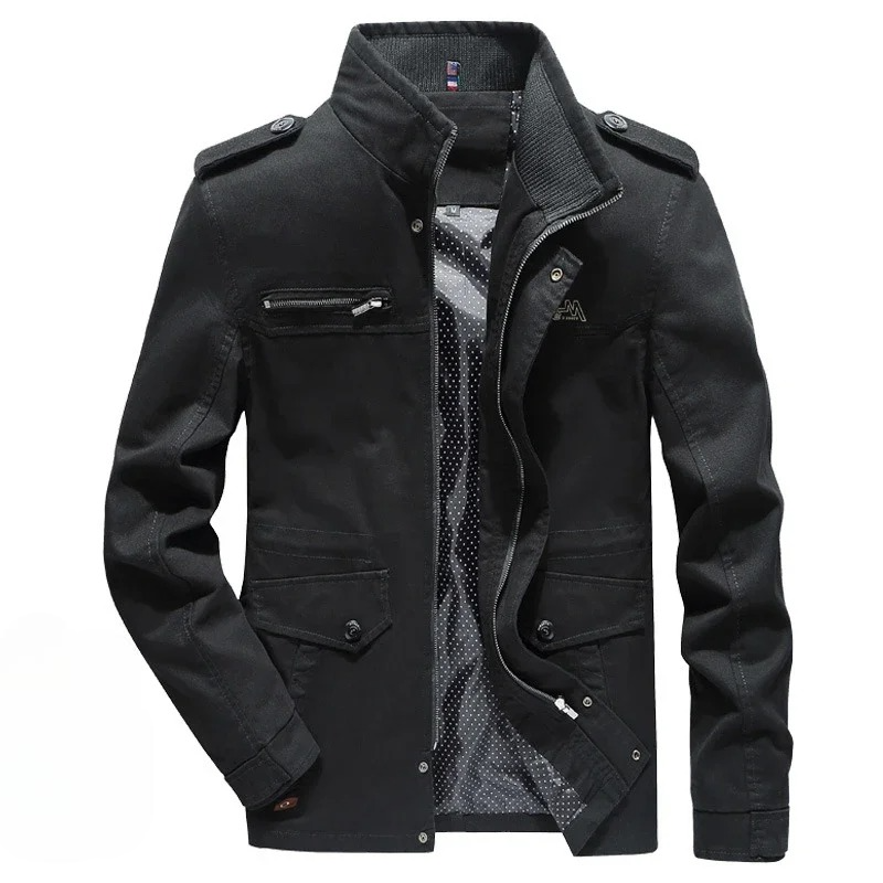 Versatile men's casual utility jacket in a military style, excellent for everyday wear, travel, or a rugged look.
