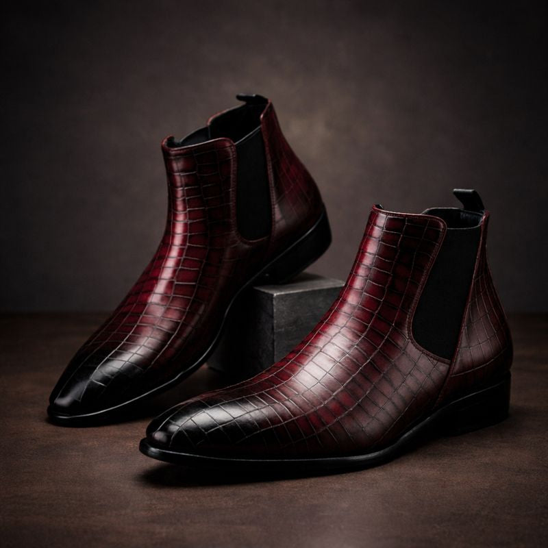 Luxurious men's alligator Chelsea boots. Sevilla dress boots with sleek design and elevated formal appeal.