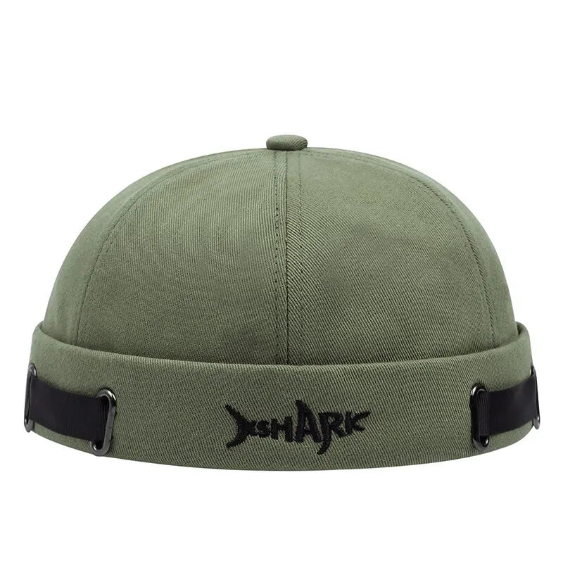 Cool men's Shark Mode beanie, an essential embroidered streetwear hat for winter.