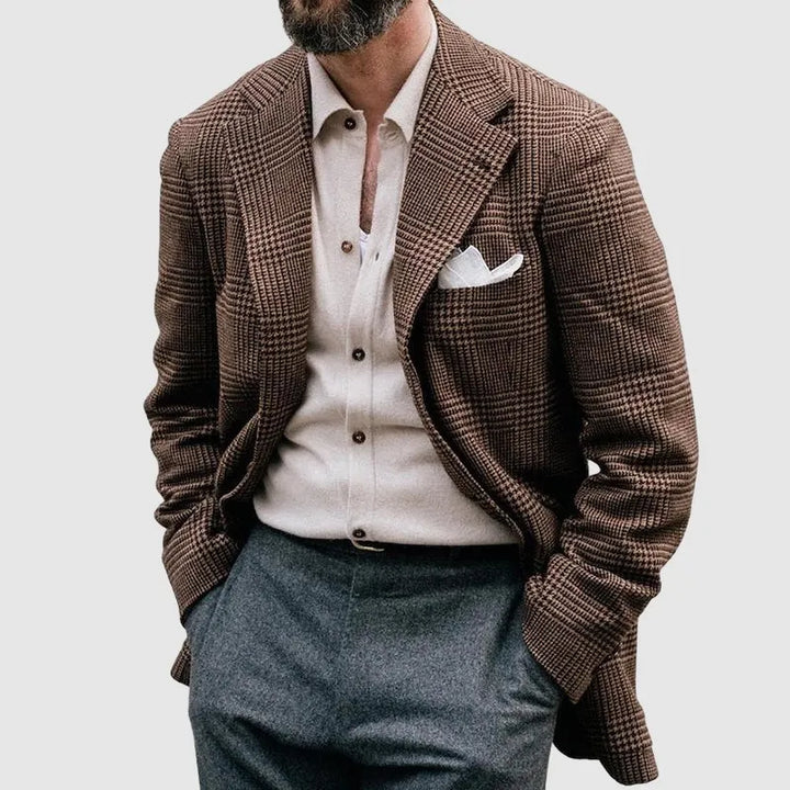 Men's versatile checkered blazer with a tailored fit. Ideal for business, formal, or smart casual wear.