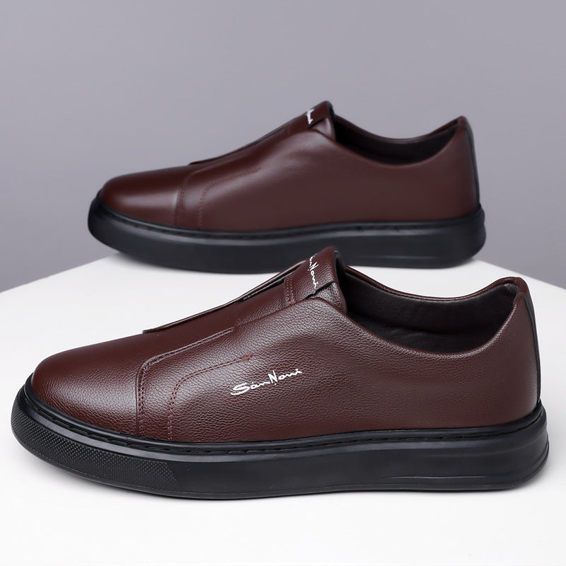 Black men's comfort slip-on sneakers, sleek and stylish for versatile casual footwear.