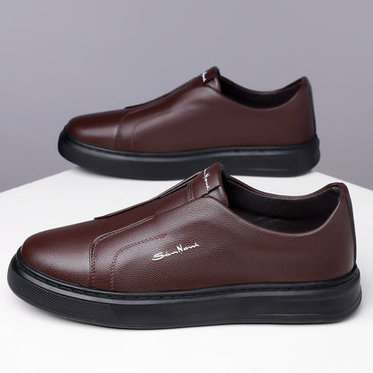 Black men's comfort slip-on sneakers, sleek and stylish for versatile casual footwear.