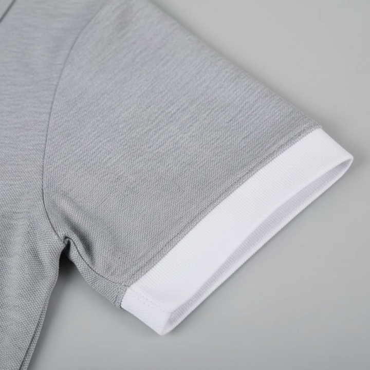 Comfortable men's polo with button placket, short sleeves for spring and summer style.