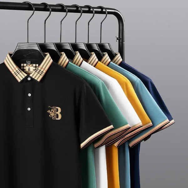 Stylish men's short-sleeve polo shirt with classic fit & collared design, perfect for casual wear.