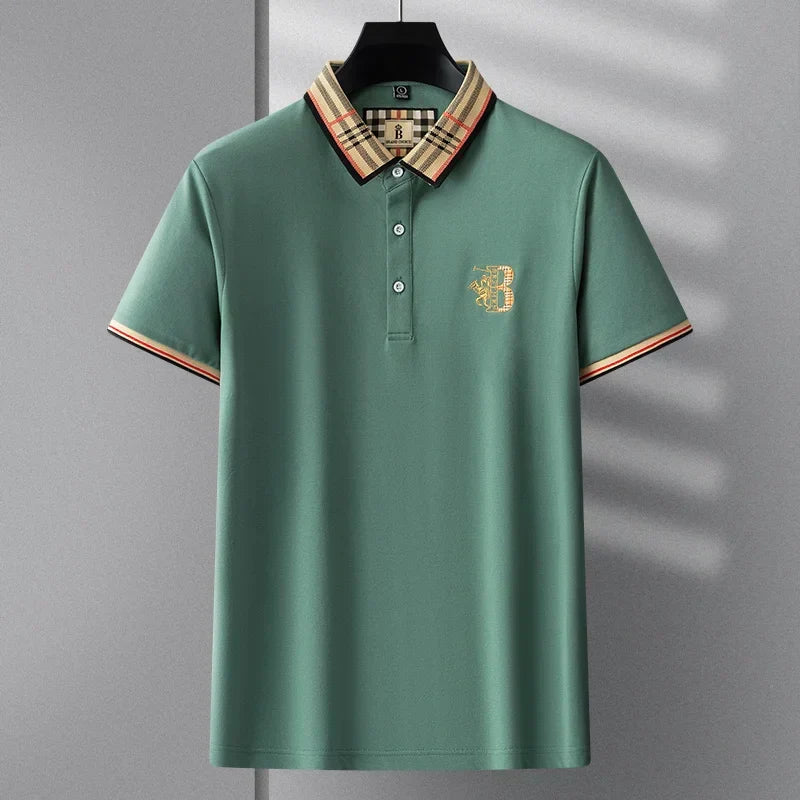 Classic fit men's collared polo shirt, short sleeve, offering comfort & versatile everyday style.