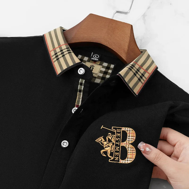 Elevated men's short-sleeve polo, Matthew, for sophisticated casual wear & summer comfort.