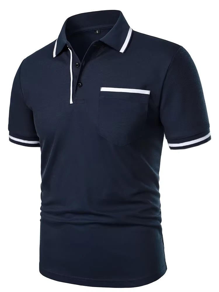 Men's versatile short sleeve polo shirt, perfect for work or casual style; features a useful chest pocket.
