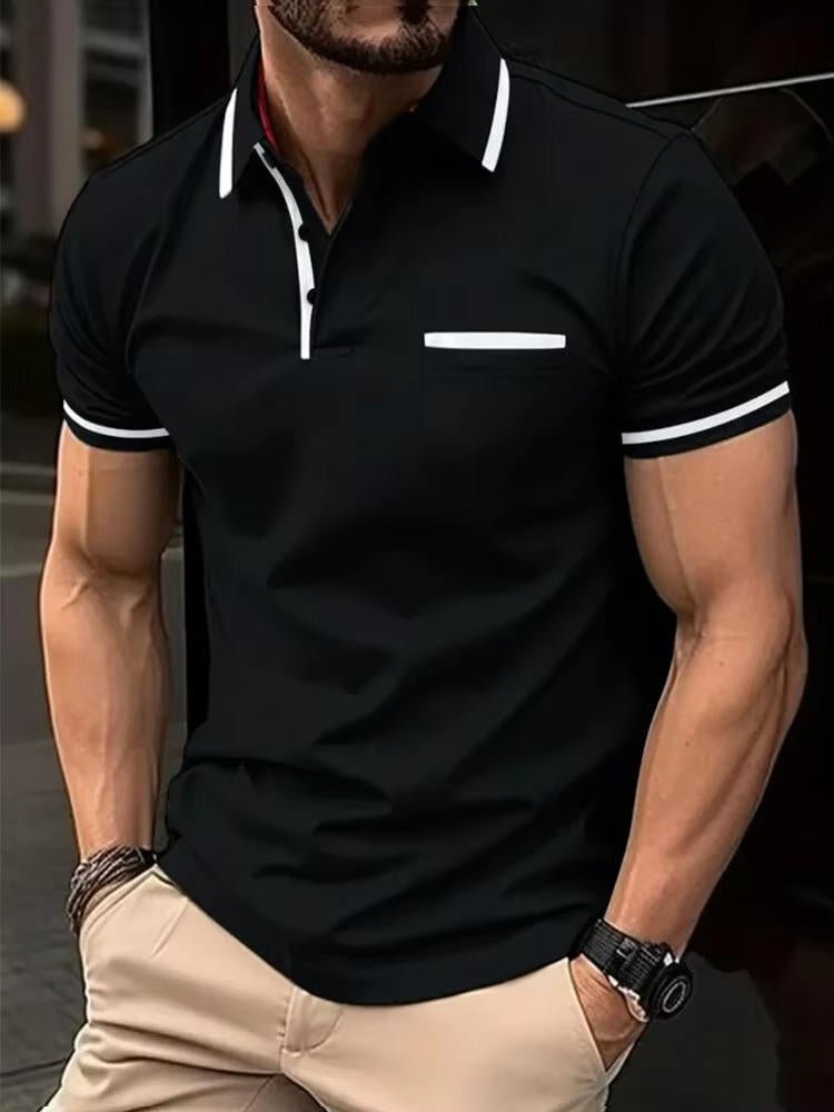 Versatile men's short sleeve polo, ideal for workwear or casual outings; features a practical chest pocket.