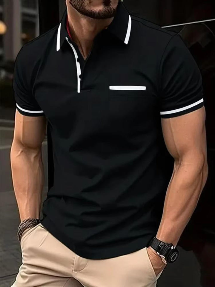 Versatile men's short sleeve polo, ideal for workwear or casual outings; features a practical chest pocket.