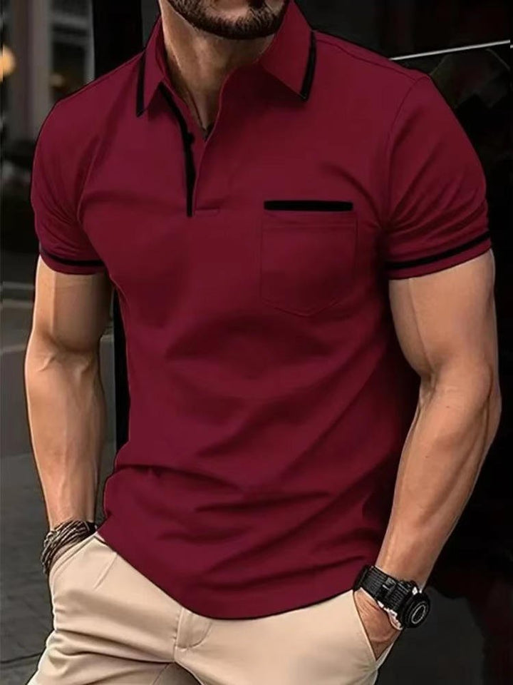 Classic men's short sleeve polo shirt with a chest pocket; comfortable & stylish for everyday wear.