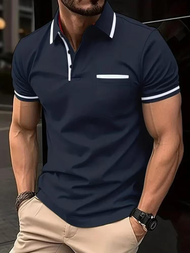 Light & comfortable men's summer polo, short sleeves, practical chest pocket; perfect for warm days.