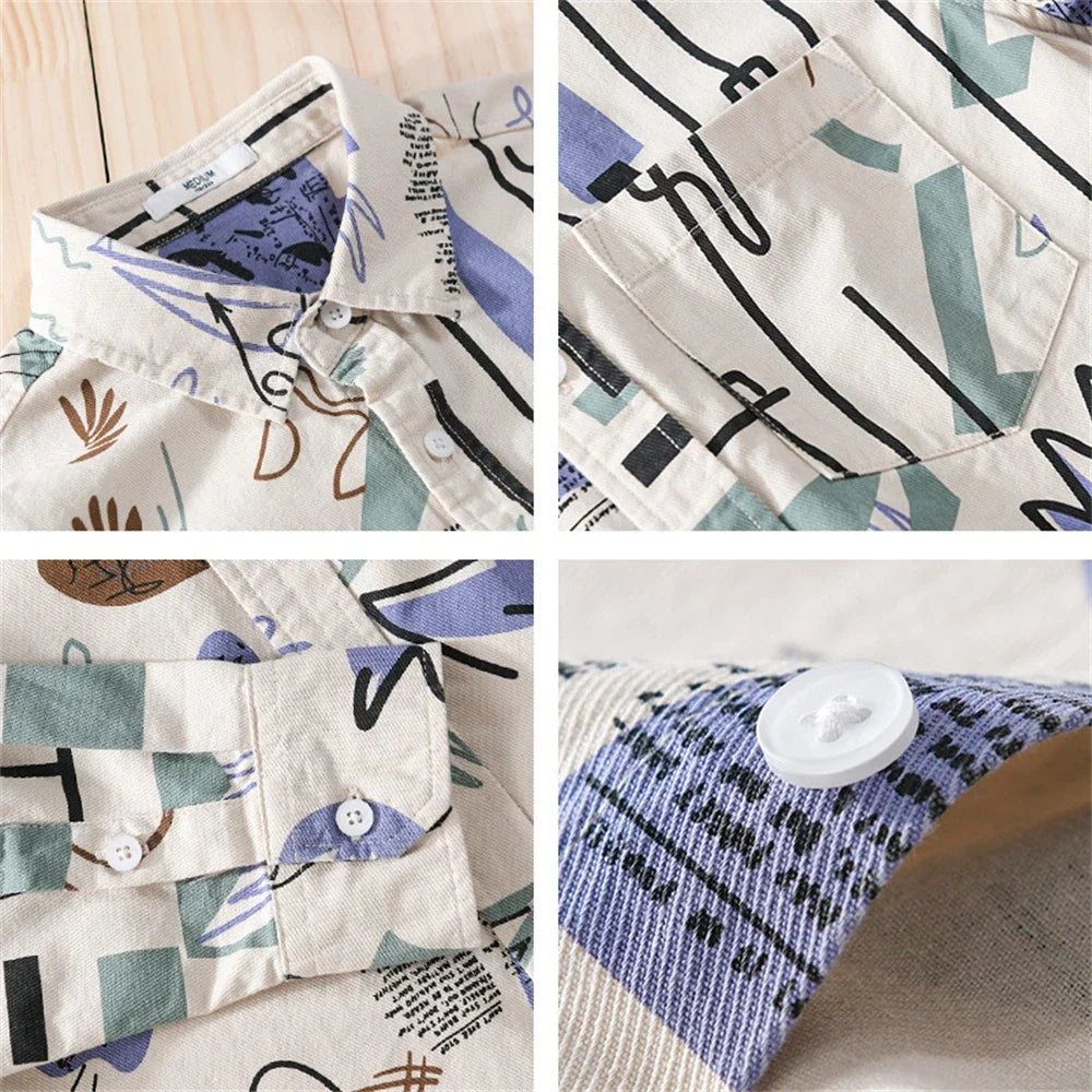 Men's unique design shirt featuring an expressive abstract graffiti art print, offering a trendy and relaxed fit.