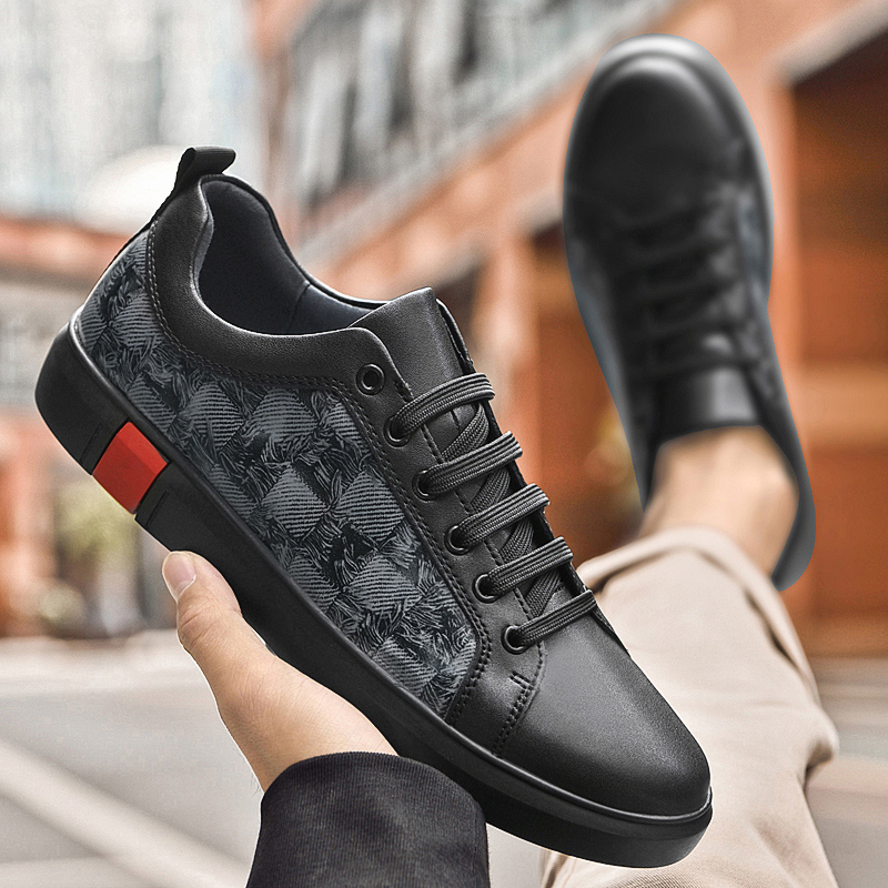 Sleek black men's Signature Street Sneakers, versatile casual footwear for ultimate comfort & style.