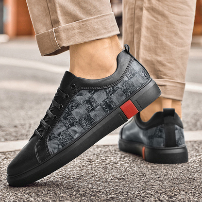 Men's street style sneakers in motion, showcasing ultimate comfort and sleek design for walking.