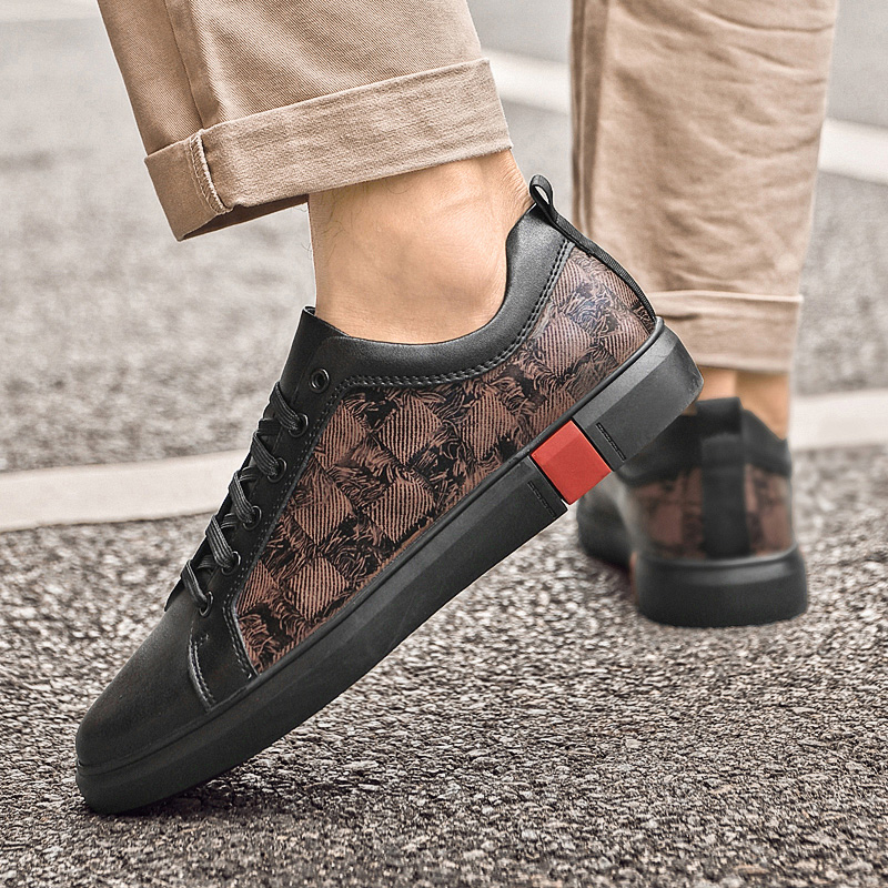 Side view of men's black Signature Street Sneakers, showcasing sleek design & comfortable fit.