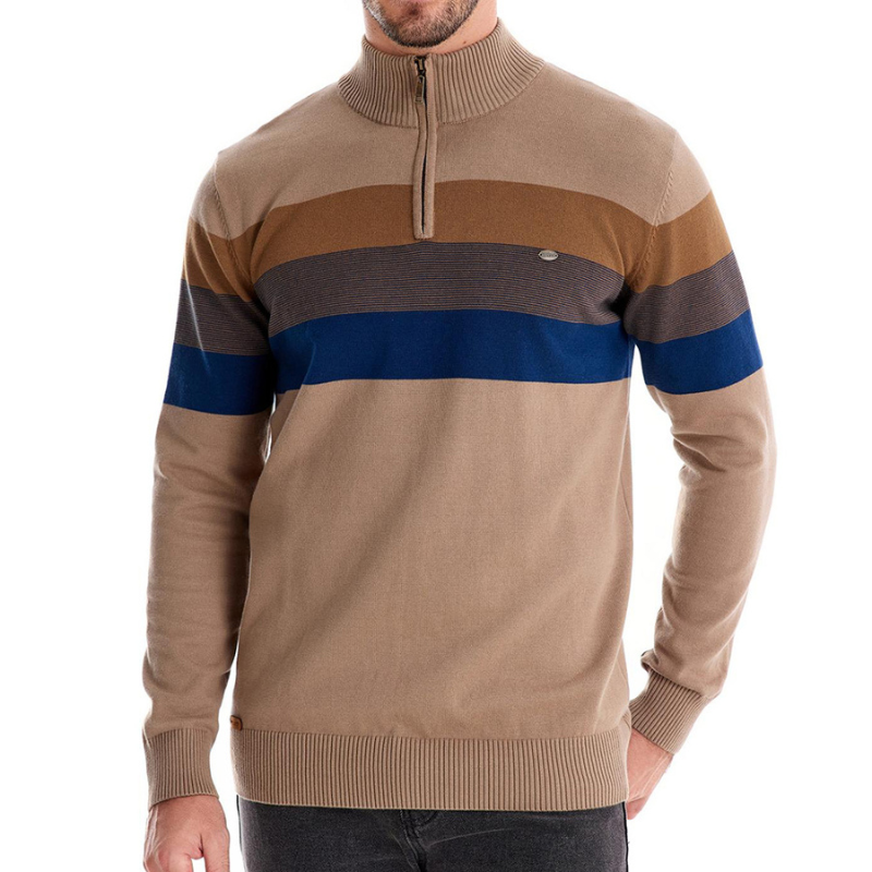 Close-up of a modern argyle pattern on a men's sleek sweater, showcasing stylish detail and quality.