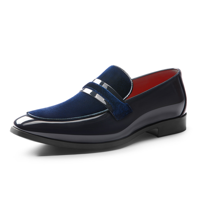 Men's sleek dress loafers, slip-on formal shoes available in black & navy, perfect for any special event.