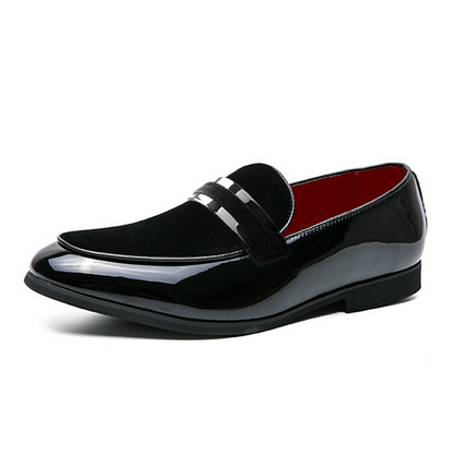 Side view of men's sleek formal dress loafers, elegant slip-on shoes perfect for any formal occasion.