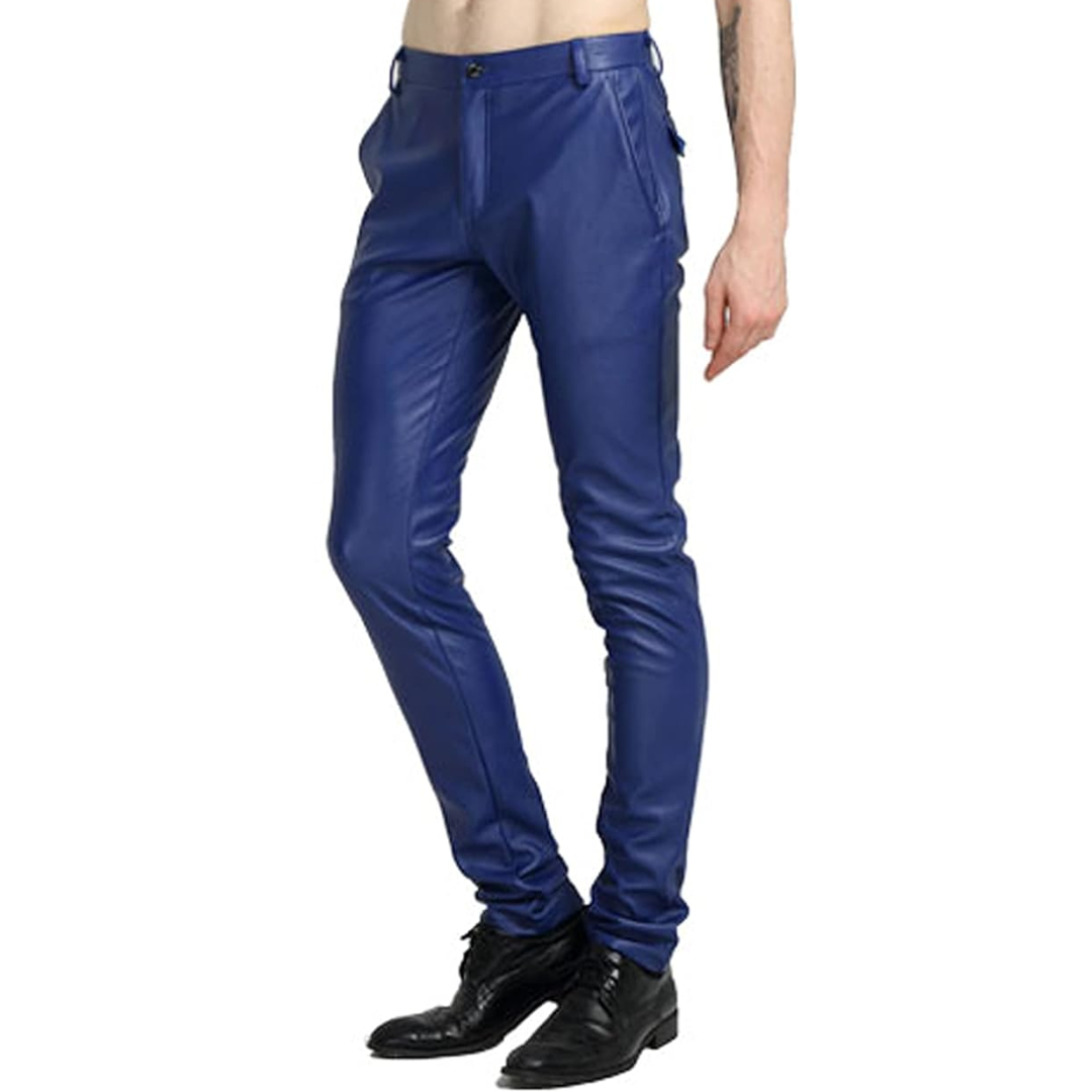 Men's sleek black tapered biker trousers, comfortable & adventure-ready for urban street style.