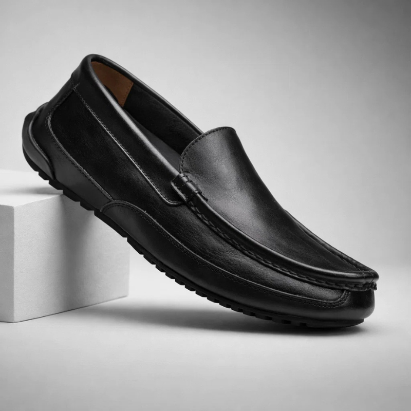 Easy slip-on men's comfort loafers in sleek brown leather, perfect everyday footwear for quick style.