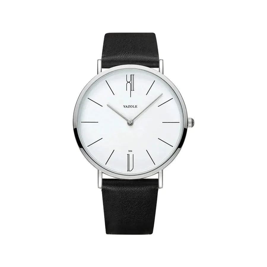 Fashionable men's minimalist watch, versatile leather strap timepiece for modern style.