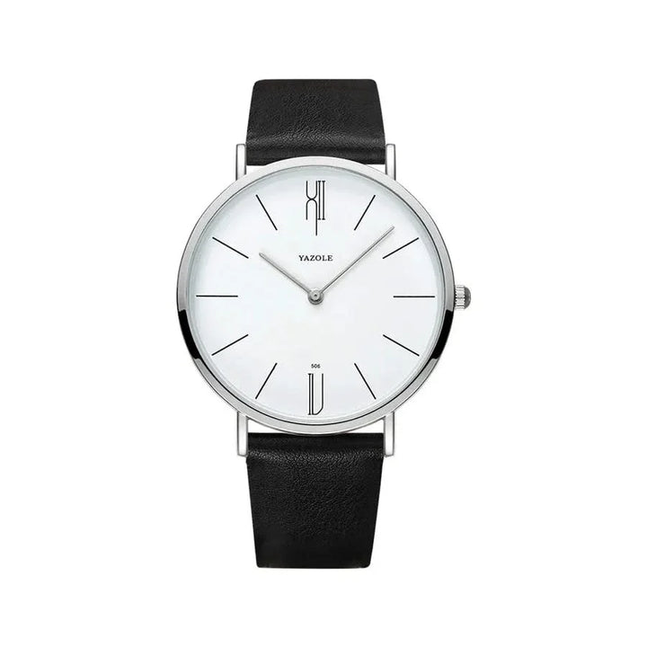 Fashionable men's minimalist watch, versatile leather strap timepiece for modern style.