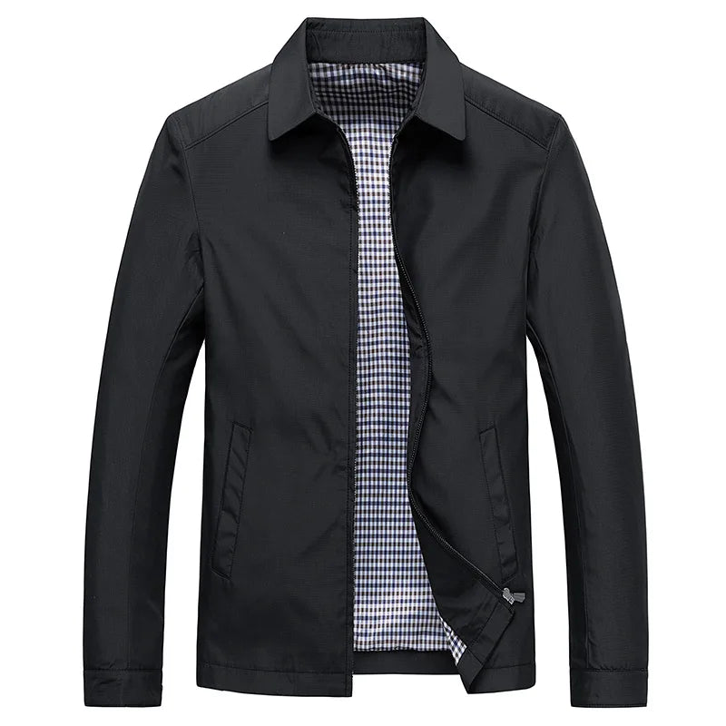 Men's sleek urban flight jacket with stand collar, perfect for modern casual & smart casual outerwear.