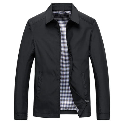 Men's sleek urban flight jacket with stand collar, perfect for modern casual & smart casual outerwear.