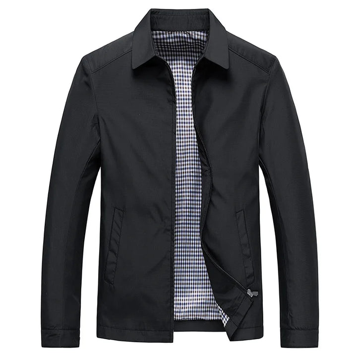 Men's sleek urban flight jacket with stand collar, perfect for modern casual & smart casual outerwear.